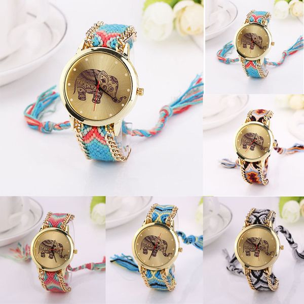 casual elephant pattern women dress watches national weave gold bracelet montre femme quartz clock gift, Slivery;brown
casual elephant pattern women dress watches national weave gold bracelet montre femme quartz clock gift, Slivery;brown