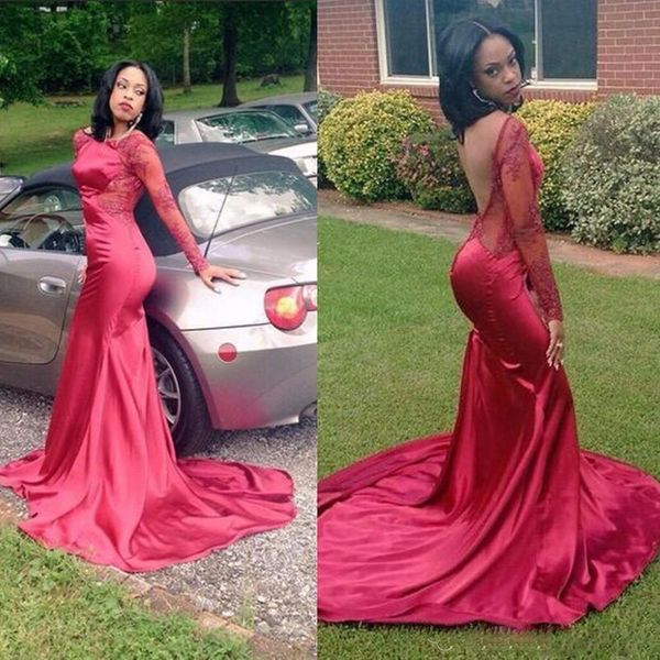 south african open back red prom dresses 2k17 sheer long sleeves lace appliques sweep train evening gowns black girl party vestidos
south african open back red prom dresses 2k17 sheer long sleeves lace appliques sweep train evening gowns black girl party vestidos