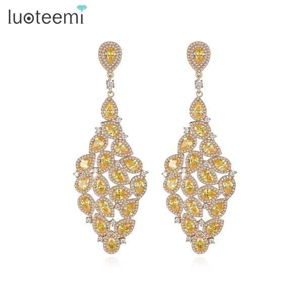 LUOTEEMI New Luxury Champagne Gold-Color Long Drop Earrings Golden Yellow Teardrop Zircon Crystal Female Big Brincos Jewelry
LUOTEEMI New Luxury Champagne Gold-Color Long Drop Earrings Golden Yellow Teardrop Zircon Crystal Female Big Brincos Jewelry