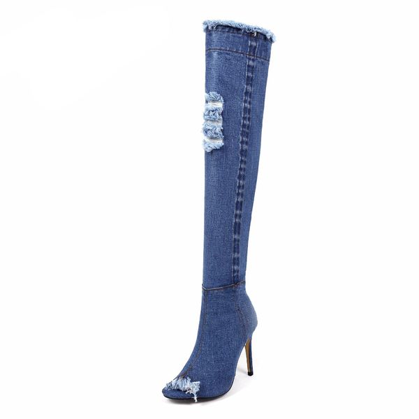 2017 blue denim boots over the knee thigh high boots summer knee high boots for women high heels women shoes tassel jeans boot, Black
2017 blue denim boots over the knee thigh high boots summer knee high boots for women high heels women shoes tassel jeans boot, Black