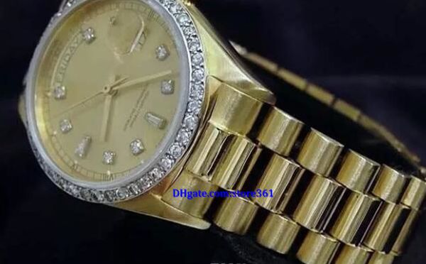 luxury fashion watches 8k yellow gold diamond dial & bezel 18038 watch automatic mens men's watch watches man wristwatch, Slivery;brown
luxury fashion watches 8k yellow gold diamond dial & bezel 18038 watch automatic mens men's watch watches man wristwatch, Slivery;brown