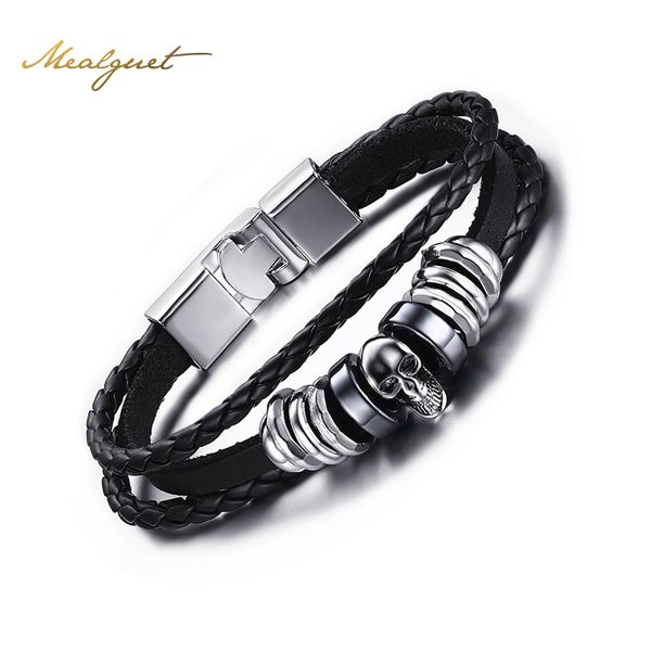 wholesale-men's braided genuine leather skull bracelets rock punk stainless steel skeleton charms cuff bracelet bangles casual jewelry, Golden;silver
wholesale-men's braided genuine leather skull bracelets rock punk stainless steel skeleton charms cuff bracelet bangles casual jewelry, Golden;silver