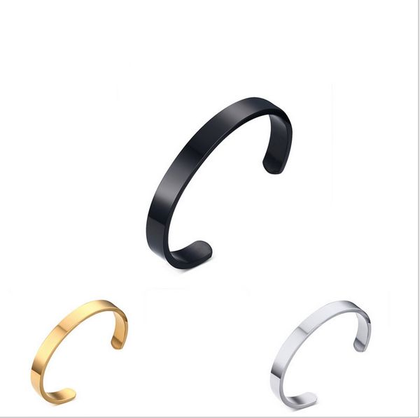 women's men's wide open bracelets gold silver black plated stainless steel cuff bangles jewelry pulseras 6mm b-106
women's men's wide open bracelets gold silver black plated stainless steel cuff bangles jewelry pulseras 6mm b-106