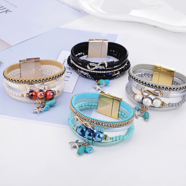 europe united states popular selling alloy infinite symbol starfish beads beaded leather bracelet men women jewelry gifts, Golden;silver
europe united states popular selling alloy infinite symbol starfish beads beaded leather bracelet men women jewelry gifts, Golden;silver