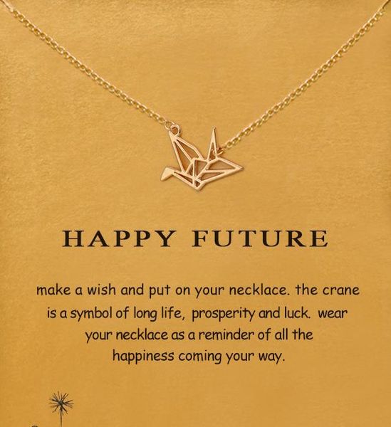 with card cute dogeared necklace with paper crane (happy future) silver and gold color, no fade, and high quality
with card cute dogeared necklace with paper crane (happy future) silver and gold color, no fade, and high quality