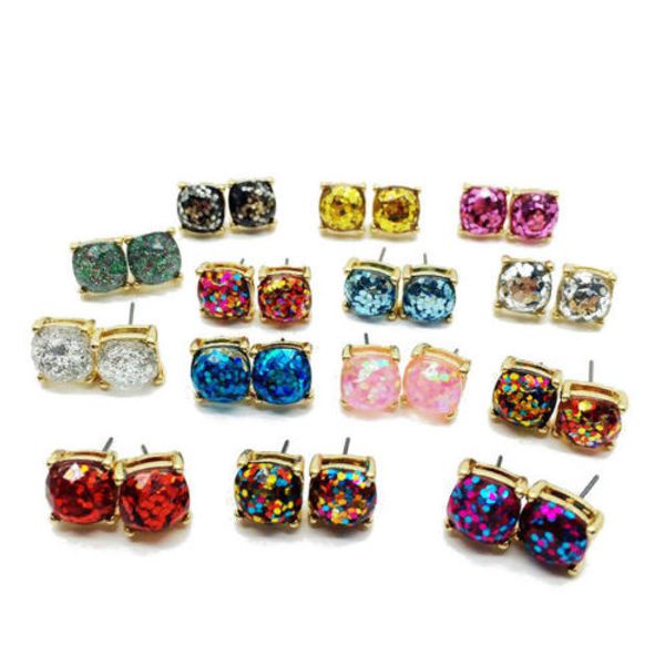 fashion 10 colors 10mm square glitter mixed color sparkles stunning stud earrings for lady brand, Golden;silver
fashion 10 colors 10mm square glitter mixed color sparkles stunning stud earrings for lady brand, Golden;silver