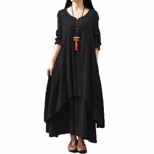 women dress 2017 autumn women casual loose long sleeve dress cotton linen solid long maxi dress vestidos plus size s-5xl, Black;gray
women dress 2017 autumn women casual loose long sleeve dress cotton linen solid long maxi dress vestidos plus size s-5xl, Black;gray