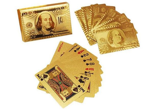 Hot Durable Waterproof Plastic Playing Poker Cards 24K Gold Foil Plated Playing Cards Poker Table Games Christmas Gifts US Dollar Euro Style
Hot Durable Waterproof Plastic Playing Poker Cards 24K Gold Foil Plated Playing Cards Poker Table Games Christmas Gifts US Dollar Euro Style