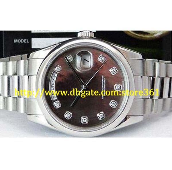 store361 new arrive watch men's platinum president mother of pearl diamond 118206, Slivery;brown
store361 new arrive watch men's platinum president mother of pearl diamond 118206, Slivery;brown