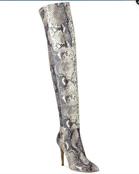 2017 women thigh high boots snakeskin print leather booties thin heel point toe tall gladiator booties dress shoes over knee high boots, Black
2017 women thigh high boots snakeskin print leather booties thin heel point toe tall gladiator booties dress shoes over knee high boots, Black