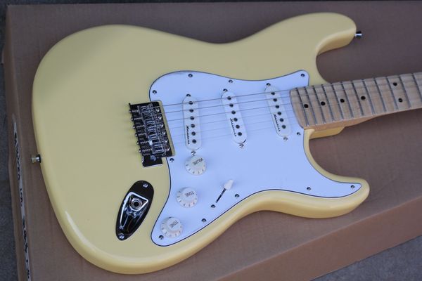 Rare Yngwie Malmsteen Signature Guitar Big Headstock ,21 Frets, Gold Brass Nut , Scalloped Maple Fingerboard, Cream ST Electric Guitar