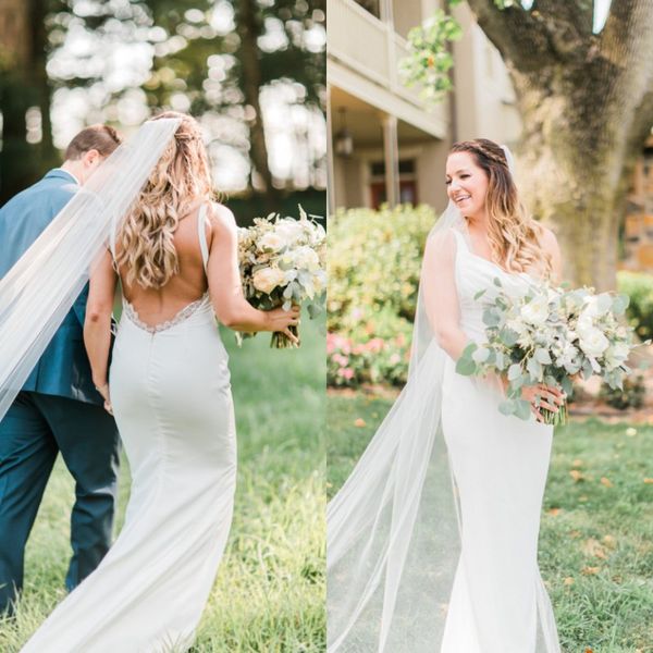 backless mermaid wedding dress country style v neck ruched open back plus size custom made bridal gowns, White
backless mermaid wedding dress country style v neck ruched open back plus size custom made bridal gowns, White