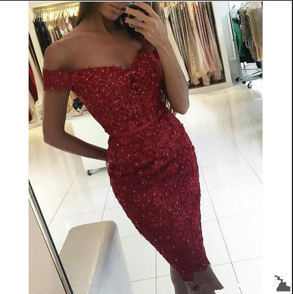 2017 New Sheath Knee Length Lace Sheath Prom Dresses Beaded Sexy Off The Shoulder Short Party Evening Prom Dresses Custom Made, Black
2017 New Sheath Knee Length Lace Sheath Prom Dresses Beaded Sexy Off The Shoulder Short Party Evening Prom Dresses Custom Made, Black