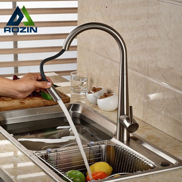 wholesale- deck mount brushed nickel pull down/out kitchen sink mixer faucet single handle kitchen cold water tap
wholesale- deck mount brushed nickel pull down/out kitchen sink mixer faucet single handle kitchen cold water tap