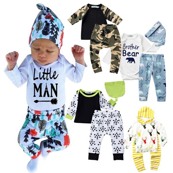 fashion little man children clothing sets cotton baby clothes 3 pcs long sleeve infant rompers trousers hat, White
fashion little man children clothing sets cotton baby clothes 3 pcs long sleeve infant rompers trousers hat, White