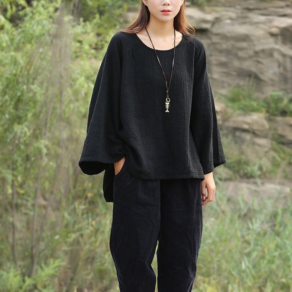 wholesale- johnature women t-shirts bat sleeve o-neck cotton linen loose 2017 autumn new vintage women clothes warm irregular t-shirts, White
wholesale- johnature women t-shirts bat sleeve o-neck cotton linen loose 2017 autumn new vintage women clothes warm irregular t-shirts, White