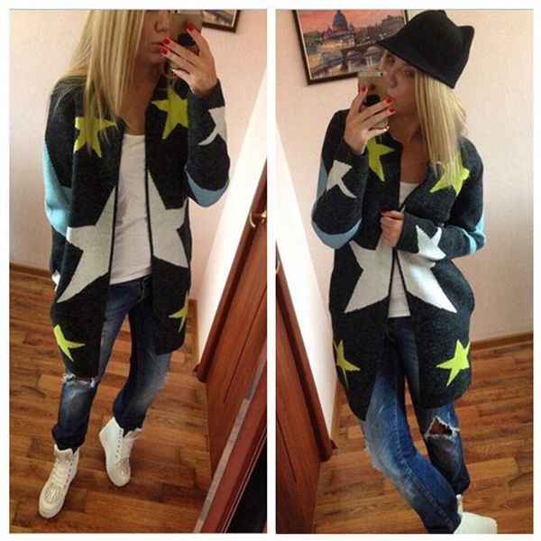wholesale-2016 fashion and long full sleeve autumn and winter batwing sleeve cardigans classic stars sweaters, White;black
wholesale-2016 fashion and long full sleeve autumn and winter batwing sleeve cardigans classic stars sweaters, White;black