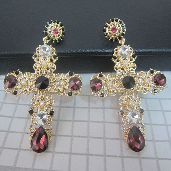 new brand baroque crystal cross stud earrings for women fashion jewerly gold earrings bridal brincos boucle d'oreille female punk bijou, Golden;silver
new brand baroque crystal cross stud earrings for women fashion jewerly gold earrings bridal brincos boucle d'oreille female punk bijou, Golden;silver