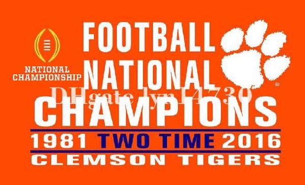 1981 and 2016 two time football national champions Clemson Tigers flag banner 90x150cm polyester digital print banner with 2 Metal Grommets
1981 and 2016 two time football national champions Clemson Tigers flag banner 90x150cm polyester digital print banner with 2 Metal Grommets