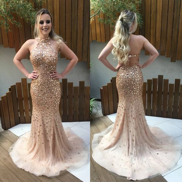sparkly mermaid backless dresses evening wear rhinestones halter neck beaded formal dress for women sweep train crystals long prom gowns, Black;red
sparkly mermaid backless dresses evening wear rhinestones halter neck beaded formal dress for women sweep train crystals long prom gowns, Black;red