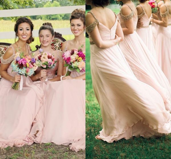 charming 2017 vestidos a line chiffon bridesmaid dresses spaghetti strap pleats backless beaded floor length wedding party dresses, White;pink
charming 2017 vestidos a line chiffon bridesmaid dresses spaghetti strap pleats backless beaded floor length wedding party dresses, White;pink