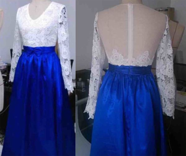 white&royal blue real image a line evening dress 2019 v neck formal gowns custom made full sleeve sheer appliques vestido de festa, Black;red
white&royal blue real image a line evening dress 2019 v neck formal gowns custom made full sleeve sheer appliques vestido de festa, Black;red