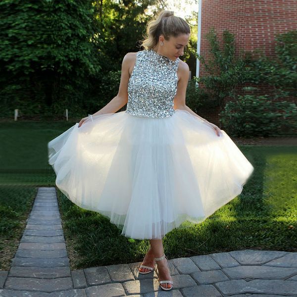 luxurious short wedding dresses bling rhinestone tea length wedding dress tulle country wedding dresses 2016 robe de mariée bridal gown, White
luxurious short wedding dresses bling rhinestone tea length wedding dress tulle country wedding dresses 2016 robe de mariée bridal gown, White