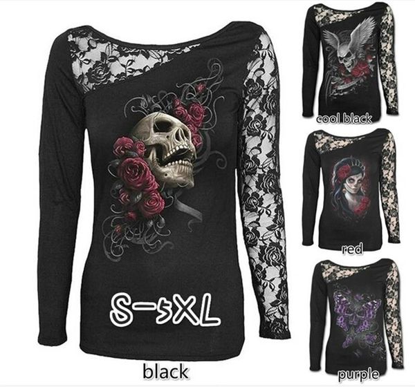 женщины t-shirt sexy череп печати длинные рукава кружева лоскутная sexy tee топы пуловеры женская одежда, White
женщины t-shirt sexy череп печати длинные рукава кружева лоскутная sexy tee топы пуловеры женская одежда, White