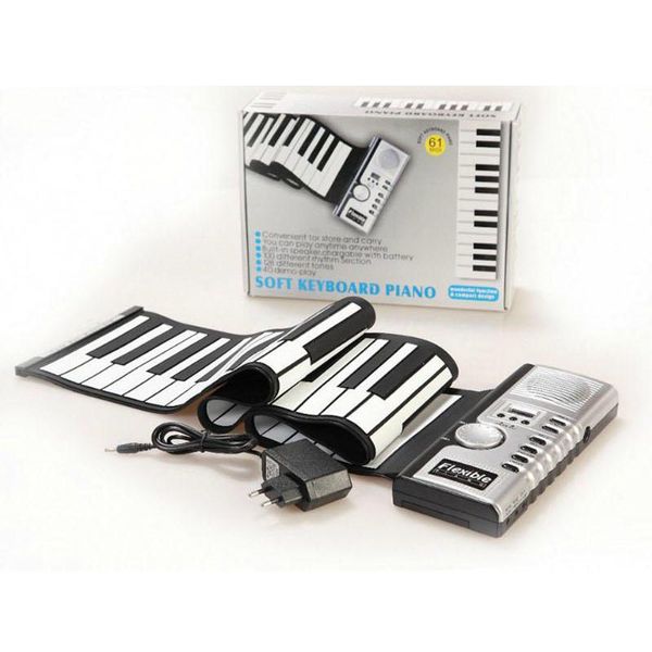 

61 ключей гибкий синтезатор рука закатать roll-up портативный usb мягкая клавиатура фортепиано midi построить в динамик электронного пианино