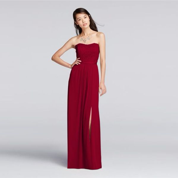 lace and chiffon long strapless bridesmaid dresses side slit f18095 wedding party dress evening dress formal dresses, White;pink
lace and chiffon long strapless bridesmaid dresses side slit f18095 wedding party dress evening dress formal dresses, White;pink