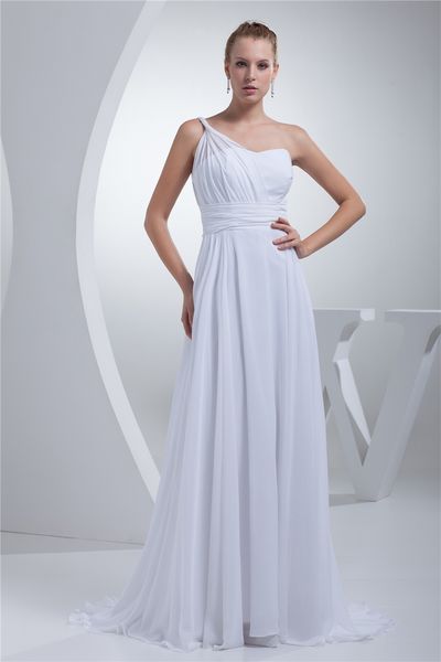 2017 elegant real p one shoulder chiffon wedding dresses a-line bow plus size wedding party bridal gowns bm39, White
2017 elegant real p one shoulder chiffon wedding dresses a-line bow plus size wedding party bridal gowns bm39, White