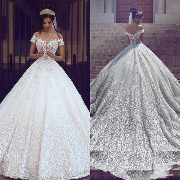 2019 off shoulder wedding dresses lace appliques ball gown wedding dresses bohemian bridal gowns with long train, White
2019 off shoulder wedding dresses lace appliques ball gown wedding dresses bohemian bridal gowns with long train, White