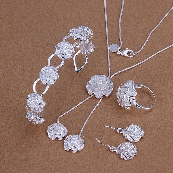 wedding roses sterling silver plated jewelry set for women es272,fashion 925 silver necklace bracelet earring ring set, Black
wedding roses sterling silver plated jewelry set for women es272,fashion 925 silver necklace bracelet earring ring set, Black