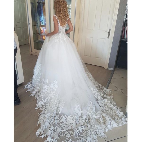 lace ball gown wedding dresses sweetheart spaghetti straps sleeveless vestido de noiva appliques lace bridal gowns, White
lace ball gown wedding dresses sweetheart spaghetti straps sleeveless vestido de noiva appliques lace bridal gowns, White