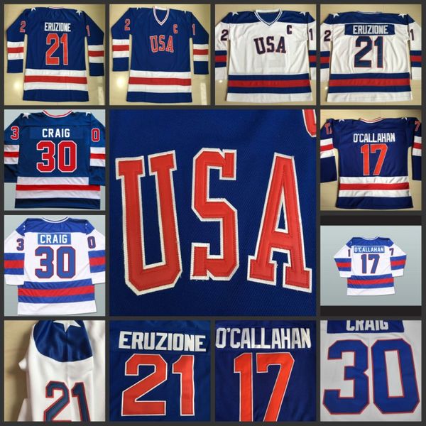 1980 USA Hockey Jerseys #17 Jack O'Callahan #21 Mike Eruzione #30 Jim Craig Men All Stitched Team USA Top Quality Hockey Jersey
1980 USA Hockey Jerseys #17 Jack O'Callahan #21 Mike Eruzione #30 Jim Craig Men All Stitched Team USA Top Quality Hockey Jersey