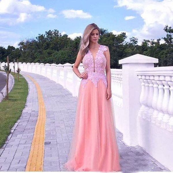 sweet pink v-neck girl prom dress lace tulle evening dress custom made a-line long formal dress for maid of honor, Black
sweet pink v-neck girl prom dress lace tulle evening dress custom made a-line long formal dress for maid of honor, Black