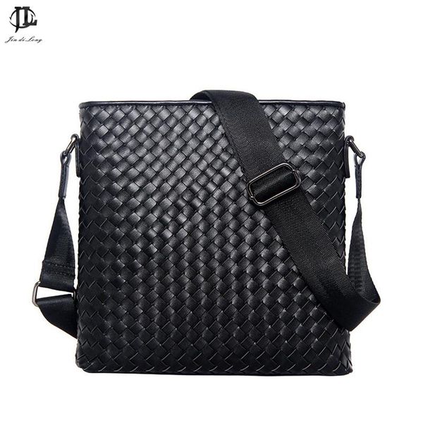 

wholesale- new men genuine leather briefcase computer laptop bag s business weave messenger portfolios daily handbag travel bags