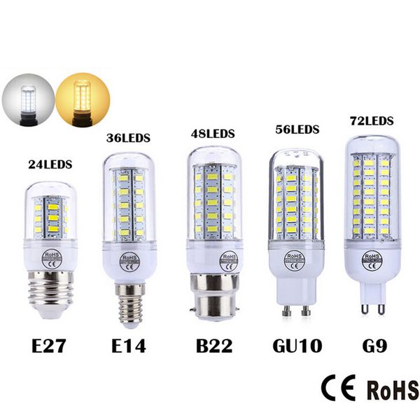 

ультра яркий smd5730 e27 e14 светодиодная лампа 7w 9w 12w 15w 18w 220v 360 угол 5730 smd светодиодные лампы кукурузный свет 24led 36led 48le