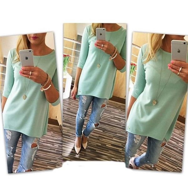 autumn sleeve new 2017 minutes t-shirt multi-color curved women tee sleeved hem seven winter stylish irregular miitl, Black
autumn sleeve new 2017 minutes t-shirt multi-color curved women tee sleeved hem seven winter stylish irregular miitl, Black