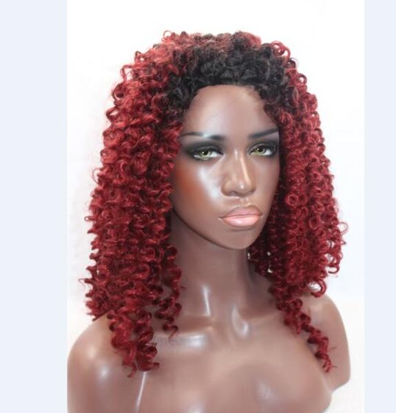 16"- 26" afro kinky curly front hand no knotted fiber synthetic front lace wigs #1b ombre burgundy, Black
16"- 26" afro kinky curly front hand no knotted fiber synthetic front lace wigs #1b ombre burgundy, Black