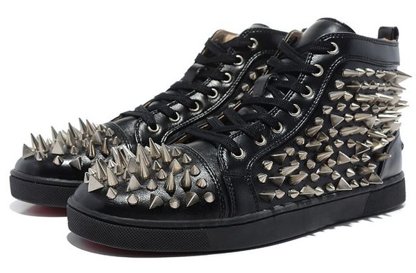 high studded spikes casual flats luxury shoes men and women party designer sneakers lovers genuine leather, Black
high studded spikes casual flats luxury shoes men and women party designer sneakers lovers genuine leather, Black