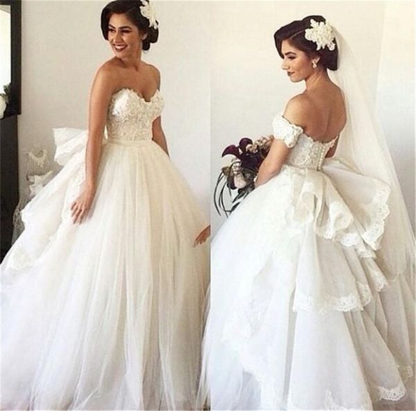 romantic vestido de noiva elegant sweetheart tulle wedding dresses with detachable train bead lace princess off the shoulder bride gown, White
romantic vestido de noiva elegant sweetheart tulle wedding dresses with detachable train bead lace princess off the shoulder bride gown, White
