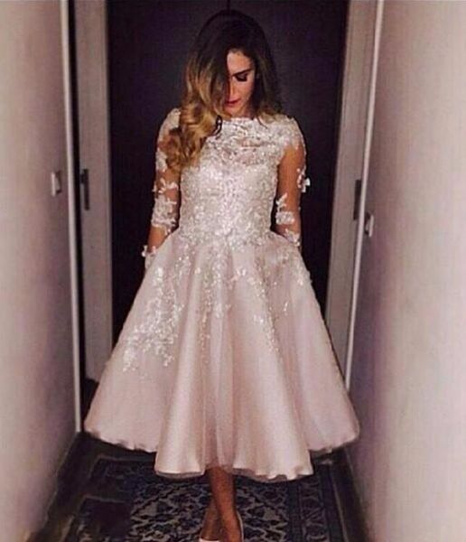 2017 prom dresses pink lace plus size party dress with crystals long sleeves tea length formal sexy, Black
2017 prom dresses pink lace plus size party dress with crystals long sleeves tea length formal sexy, Black