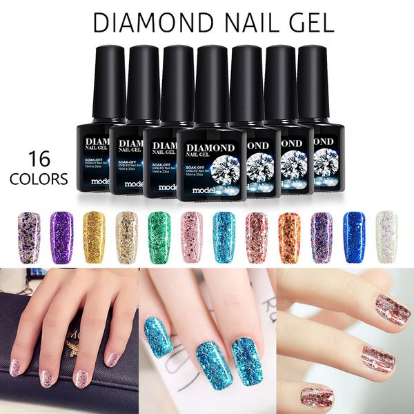wholesale- modelones fashion glitter gel nail polish 10ml uv diamond gel polish varnish long lasting diy blue color nail gel polish, Red;pink
wholesale- modelones fashion glitter gel nail polish 10ml uv diamond gel polish varnish long lasting diy blue color nail gel polish, Red;pink