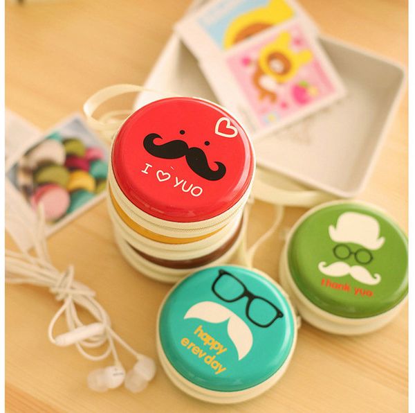 

new fashion girls circular change purse creative beard coin bag designer ear cup kits by dhl co001, Red;black