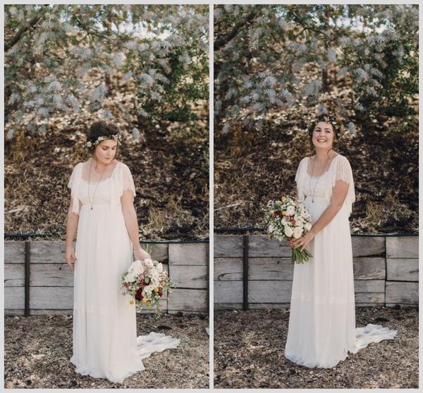 elegant plus size empire wedding dresses batwing short seeve backless scoop neck lace long bridal gowns custom size, White
elegant plus size empire wedding dresses batwing short seeve backless scoop neck lace long bridal gowns custom size, White