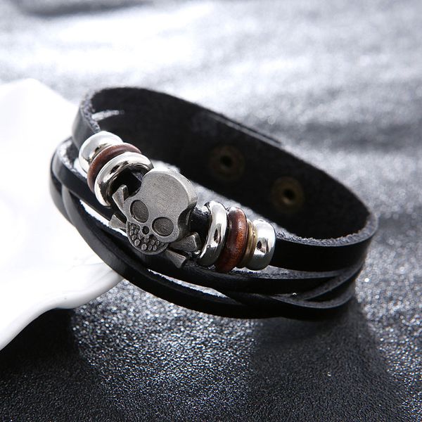 new charms bracelets fashion retro skull for men multilayer beaded leather bracelets bangles jewelry ing, Golden;silver
new charms bracelets fashion retro skull for men multilayer beaded leather bracelets bangles jewelry ing, Golden;silver
