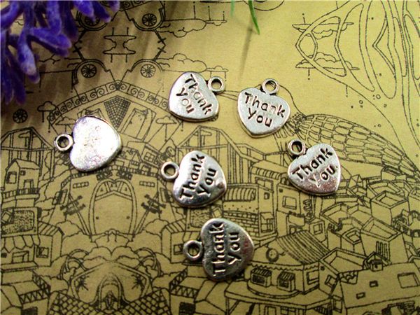 120pcs--heart charms, antique tibetan silver mini heart "thank you" charms pendant 14x10mm, Bronze;silver
120pcs--heart charms, antique tibetan silver mini heart "thank you" charms pendant 14x10mm, Bronze;silver