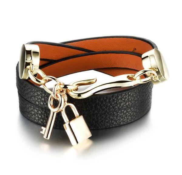 handmade woman wrap bracelets new fashion leather + stainless steel lock key pendant women jewelry accessories ph1072, Black
handmade woman wrap bracelets new fashion leather + stainless steel lock key pendant women jewelry accessories ph1072, Black