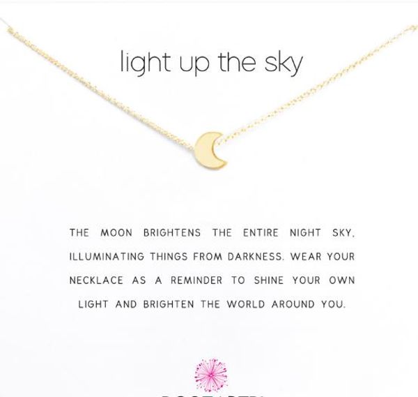 with card cute necklace with little moon pendant(light up the sky), silver and gold color, and
with card cute necklace with little moon pendant(light up the sky), silver and gold color, and